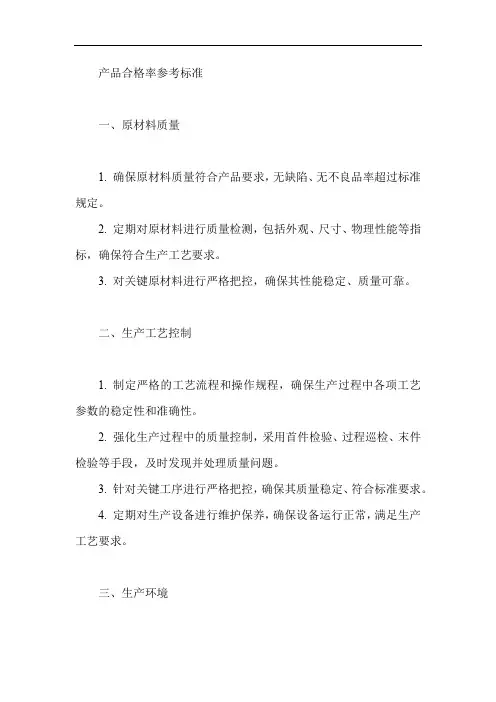 产品合格率参考标准