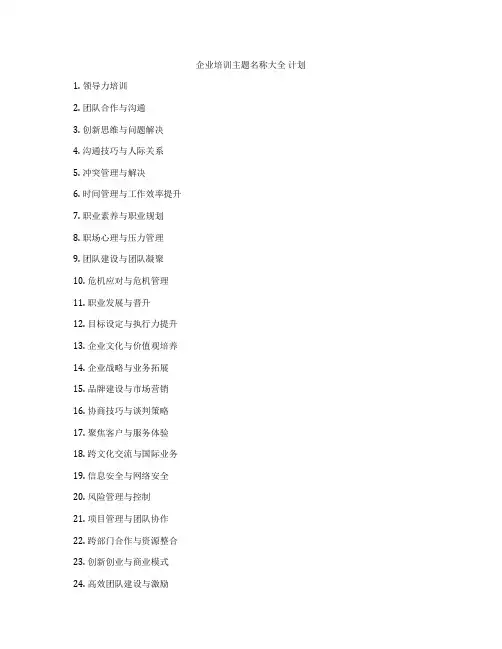 企业培训主题名称大全 计划