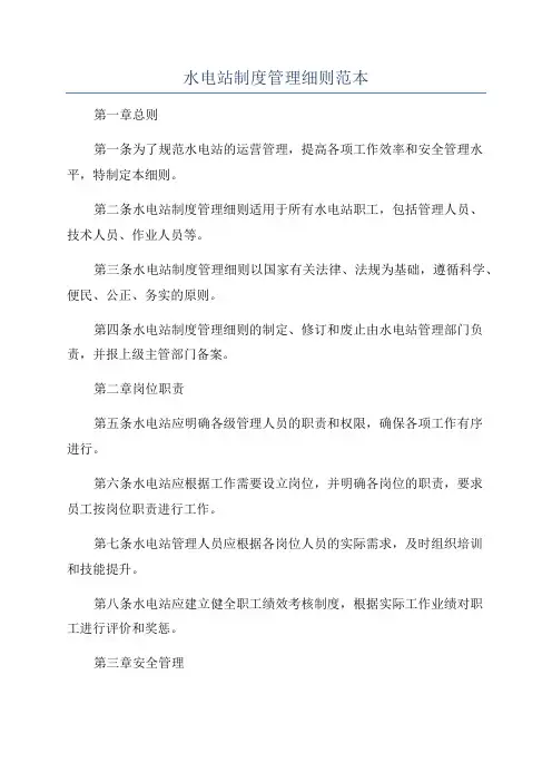 水电站制度管理细则范本