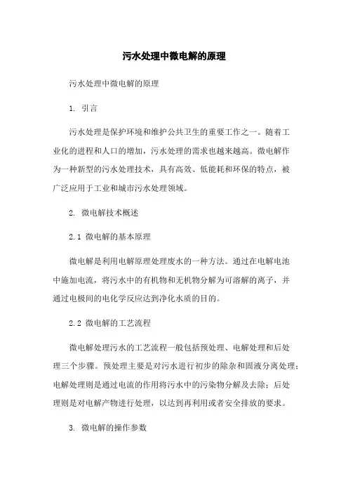 污水处理中微电解的原理