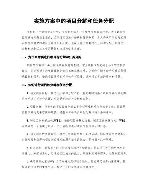 实施方案中的项目分解和任务分配