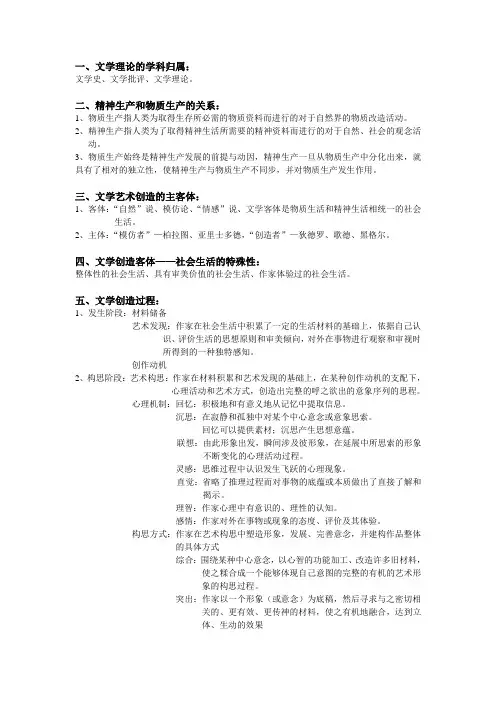 文学理论复习提纲
