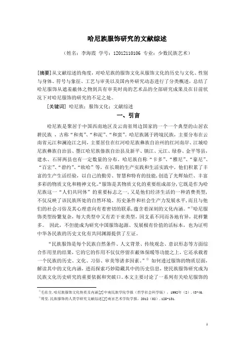 哈尼族服饰文化的文献综述