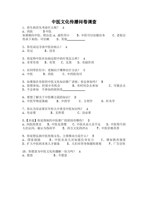 中医文化传播问卷调