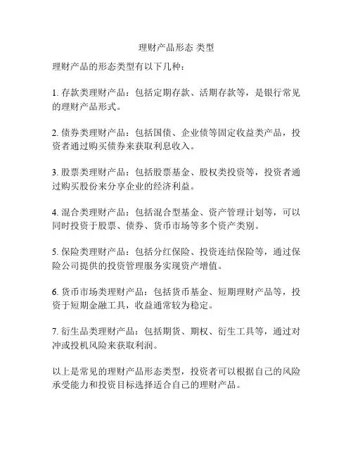 理财产品形态 类型