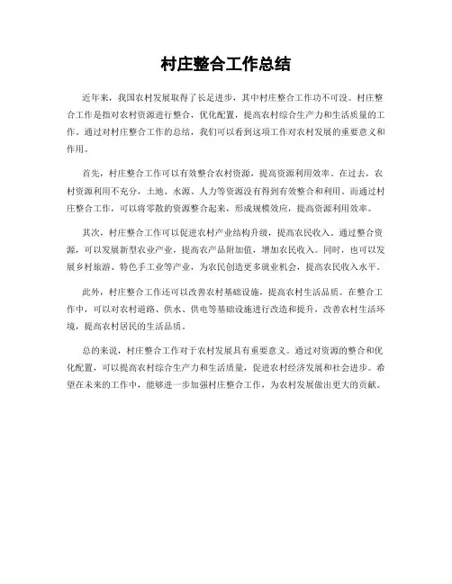 村庄整合工作总结