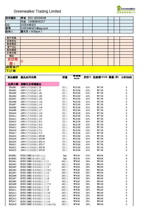 台湾各大品牌报价单
