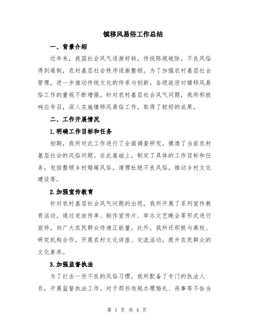 镇移风易俗工作总结