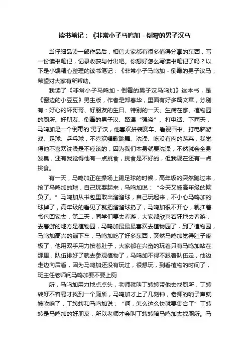 读书笔记：《非常小子马鸣加－倒霉的男子汉马