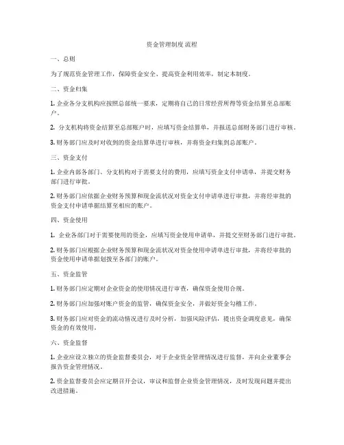 资金管理制度 流程