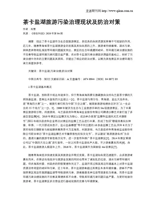 茶卡盐湖旅游污染治理现状及防治对策