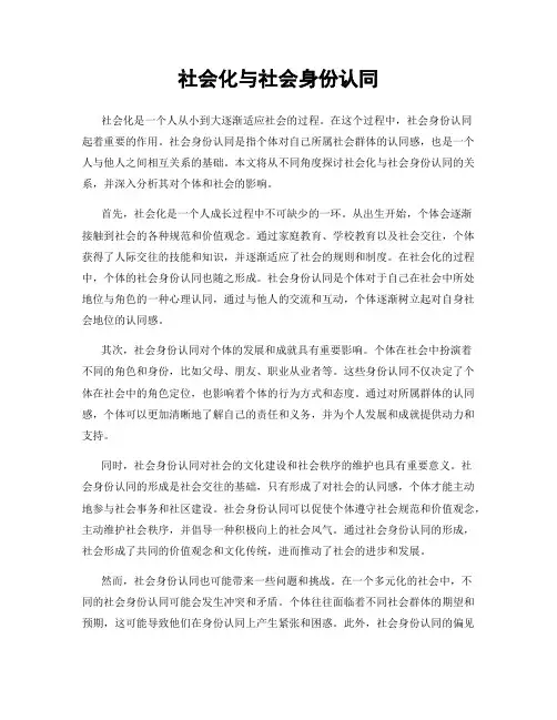 社会化与社会身份认同