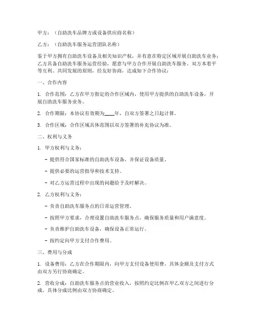 自助洗车团队合作协议模板