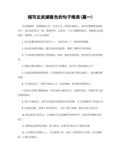 描写玄武湖夜色的句子唯美(精选合集2篇)