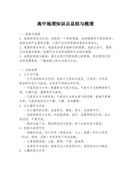 高中地理知识点总结与梳理
