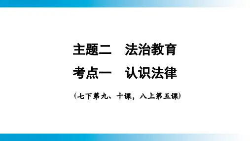 2025年云南中考道德与法治一轮复习 主题2 法治教育 考点1  认识法律