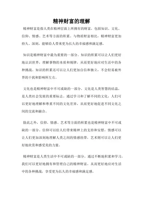 精神财富的理解