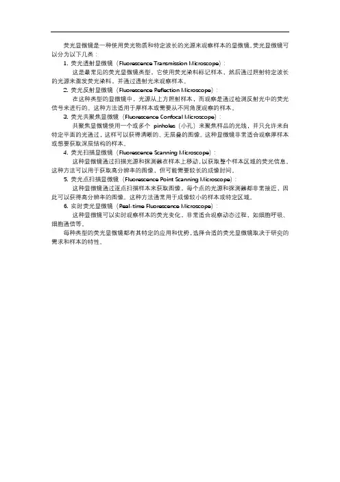 荧光显微镜的分类