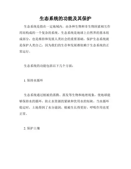 生态系统的功能及其保护