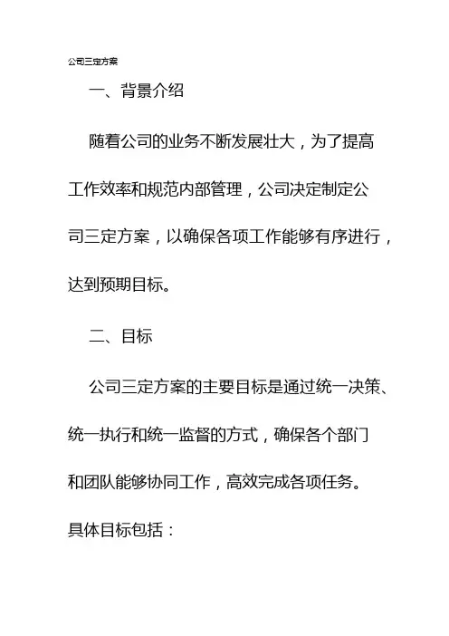 公司三定方案