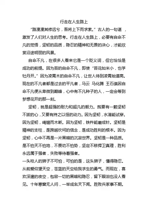 高中作文：行走在人生路上