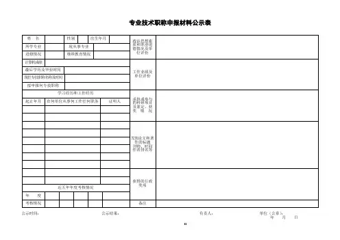 专业技术职称申报材料公示表