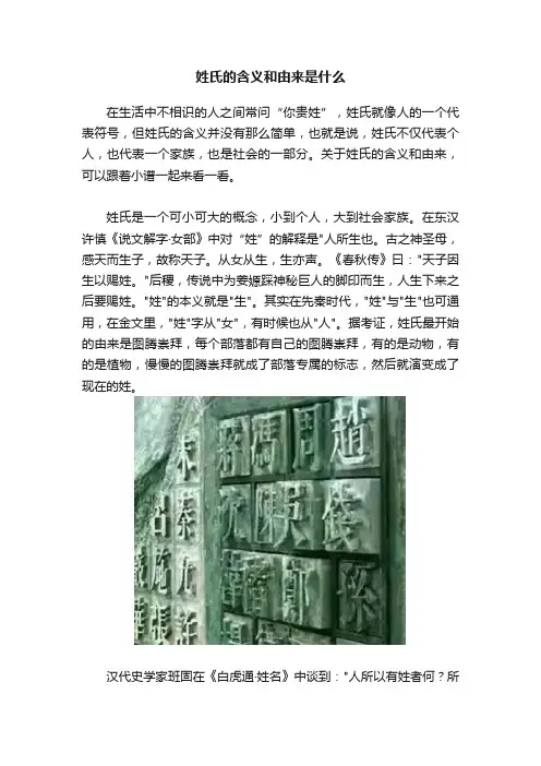姓氏的含义和由来是什么
