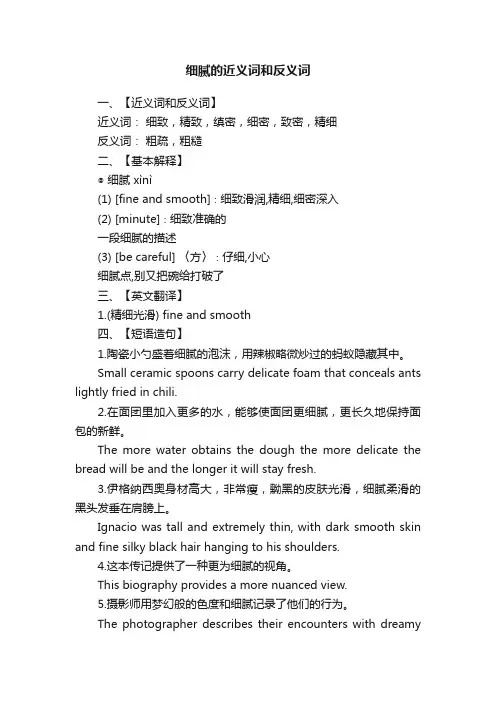 细腻的近义词和反义词