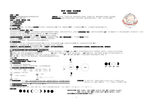 初中科学中考知识点梳理