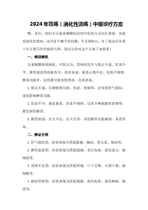 2024年胃疡中医诊疗方案