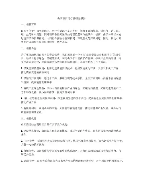 山西项目可行性研究报告
