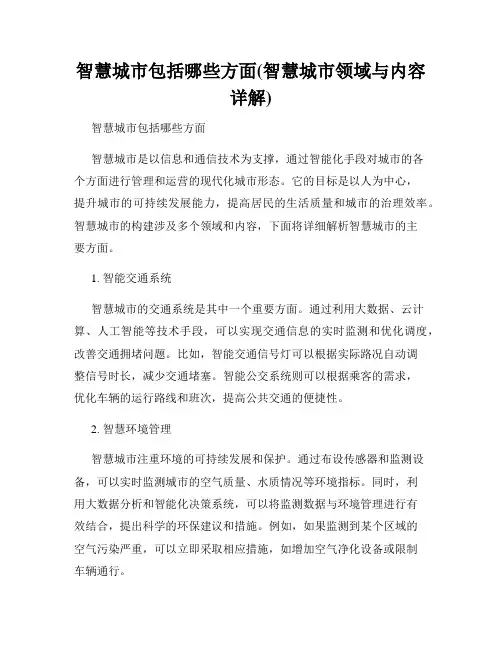 智慧城市包括哪些方面(智慧城市领域与内容详解)
