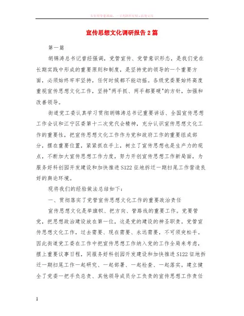 宣传思想文化调研报告2篇