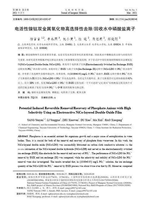 电活性镍钴双金属氧化物高选择性去除回收水中磷酸盐离子