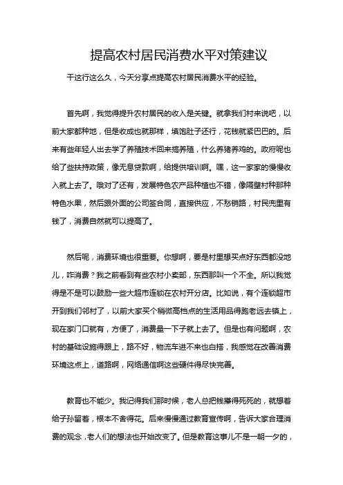 提高农村居民消费水平对策建议