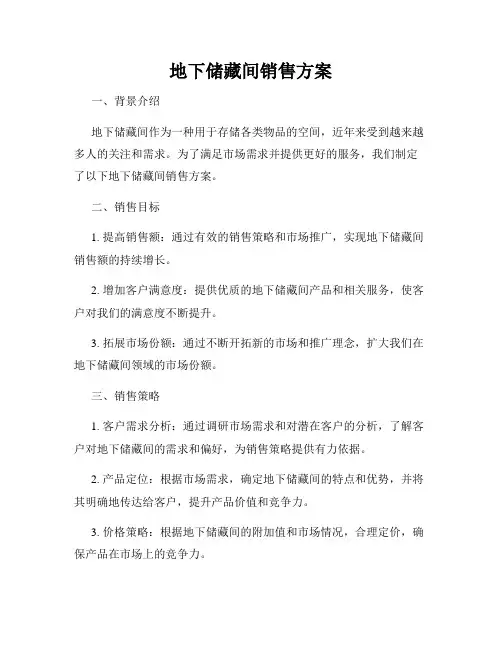 地下储藏间销售方案