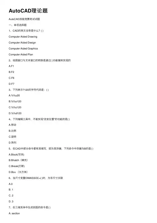 AutoCAD理论题