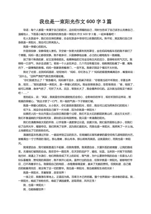 我也是一束阳光作文600字3篇