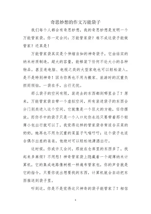 奇思妙想的作文万能袋子