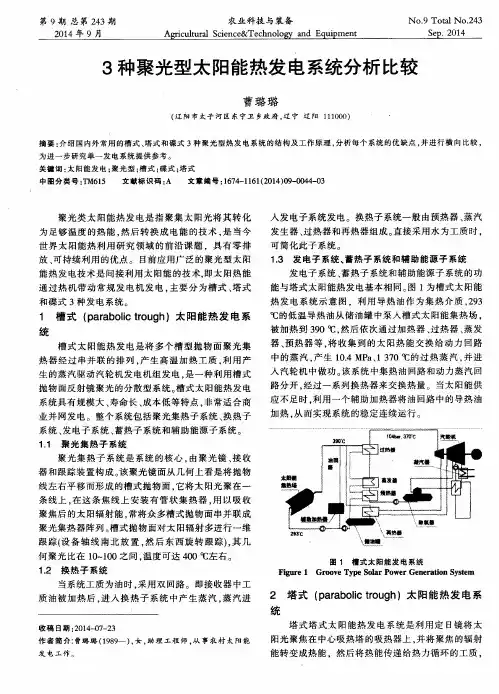 3种聚光型太阳能热发电系统分析比较