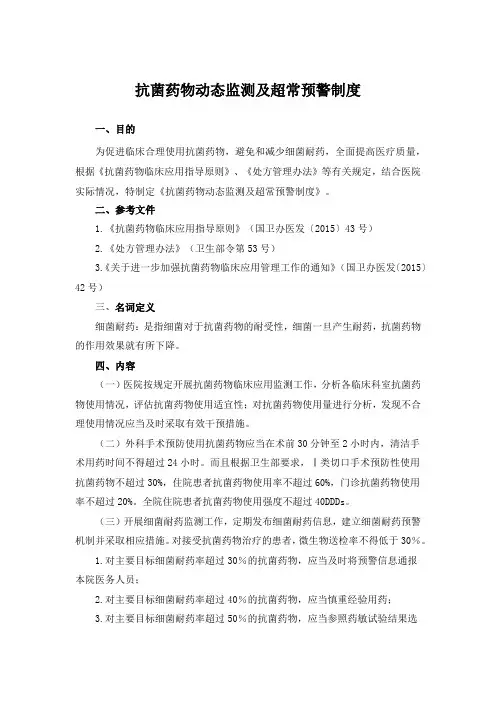抗菌药物动态监测及超常预警制度