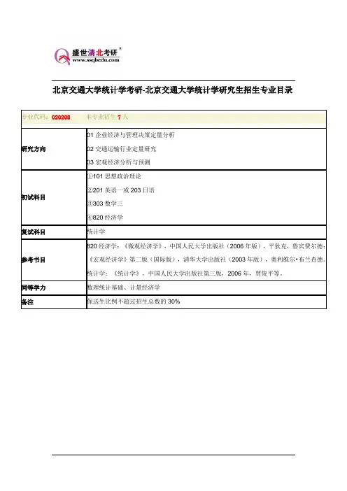 北京交通大学统计学考研-北京交通大学统计学研究生招生专业目录