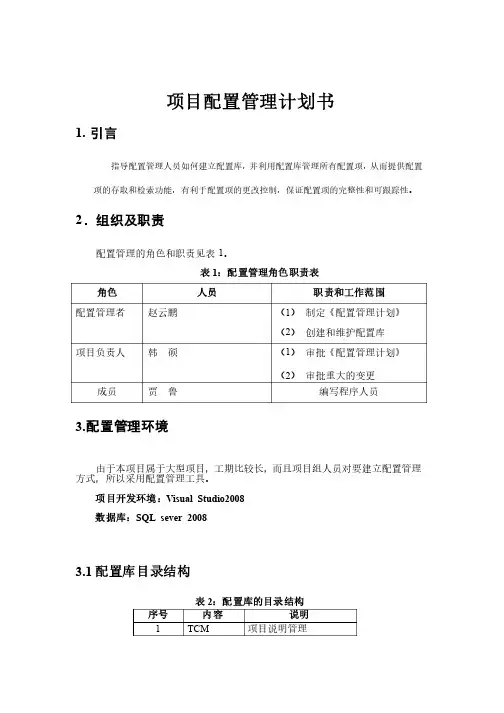 项目配置管理计划