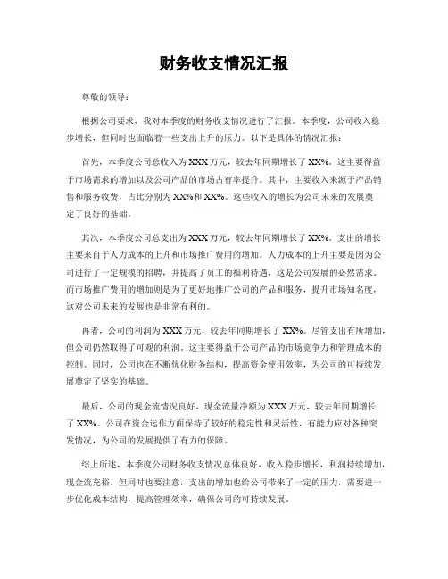 财务收支情况汇报