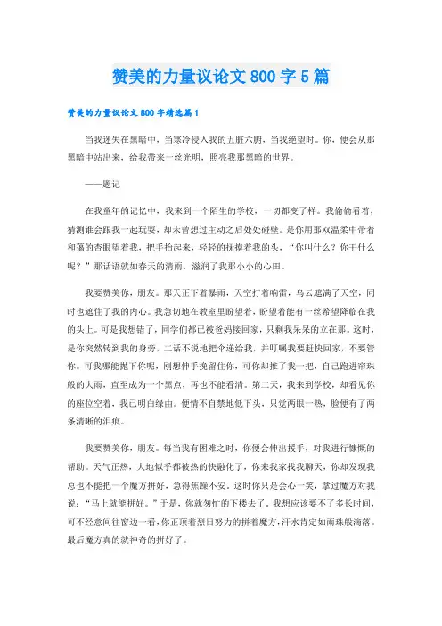 赞美的力量议论文800字5篇