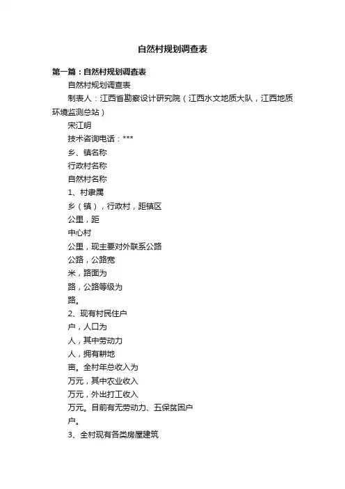 自然村规划调查表
