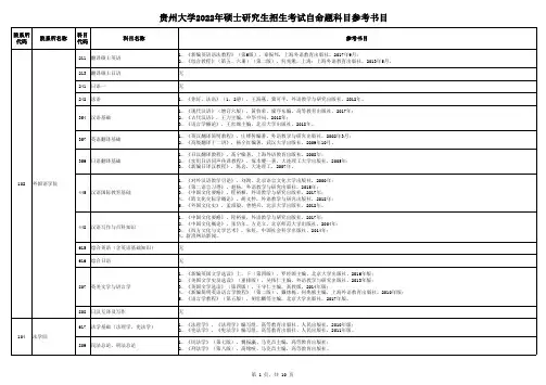 贵州大学2022年硕士研究生招生考试自命题科目参考书目