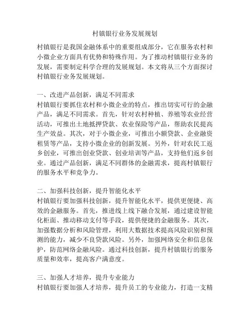 村镇银行业务发展规划