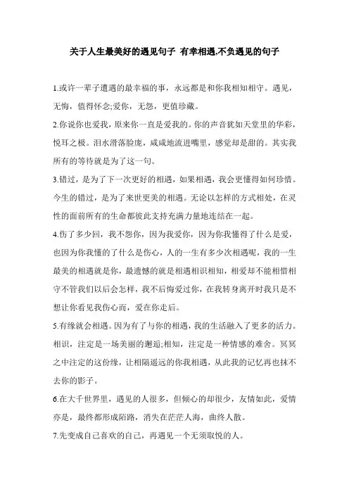 关于人生最美好的遇见句子 有幸相遇,不负遇见的句子