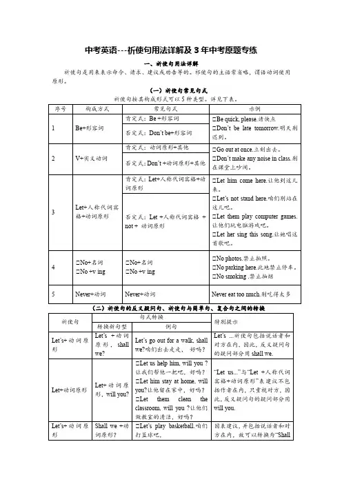 中考英语---祈使句用法详解及3年中考原题专练